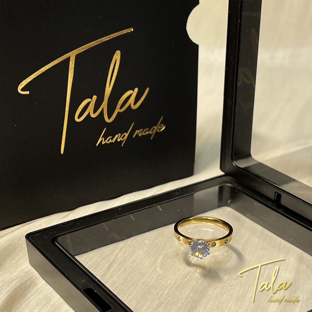 TALA hand made 18K Gold Terumi Ring 1 Carat Ring Cubic Zirconia Wedding ...