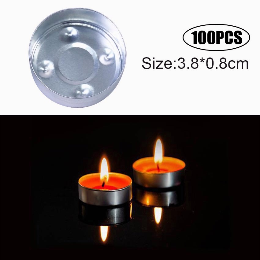 100pcs Silver Aluminum Tealight Tins Candle Making Empty Cases