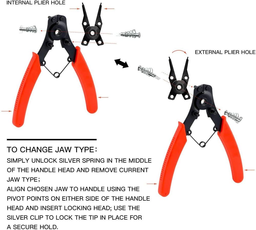 4pcs/set Circlip Pliers Internal External Curved Snap Ring Pliers ...