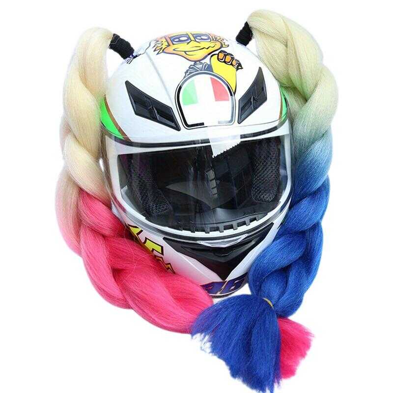 Helmets Synthetic Motorcycle Woman Wig Jumbo Wigs Braids Hair Ponytail