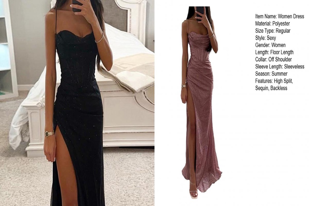 Yafeixm Relaxed Fit Casual Dress Versatile Party Dress Sparkling Sequin ...