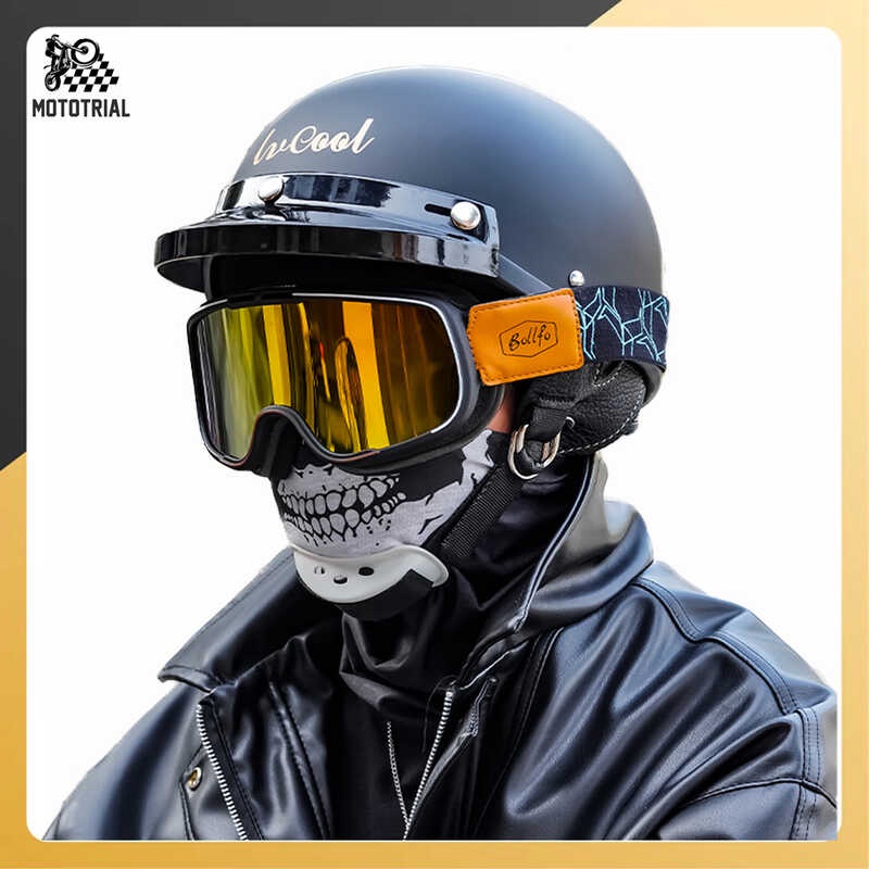 Retro Helmets Hafe Motorcycle Helmet Cafe Racer Motorcycle Accessories ...