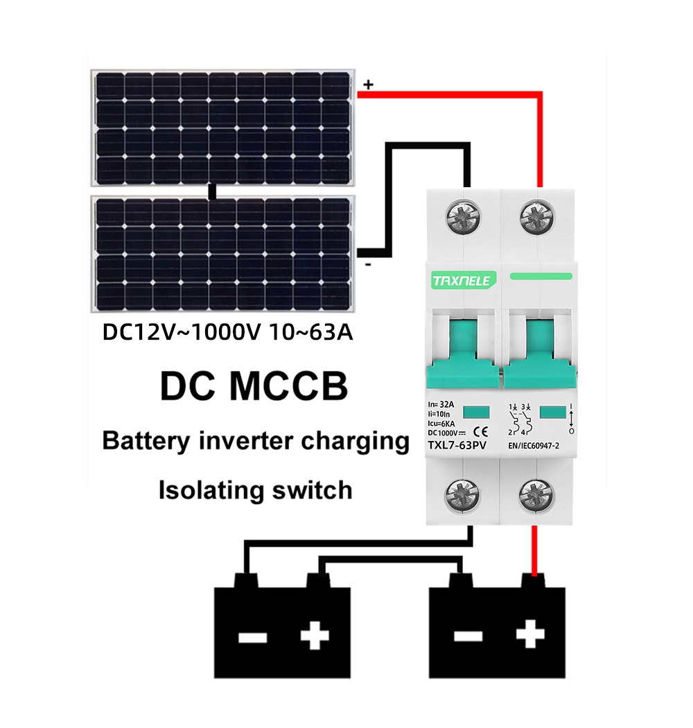 DC MCB Solar Mini Circuit Breaker L7 2P 1000VDC Short Circuit ...