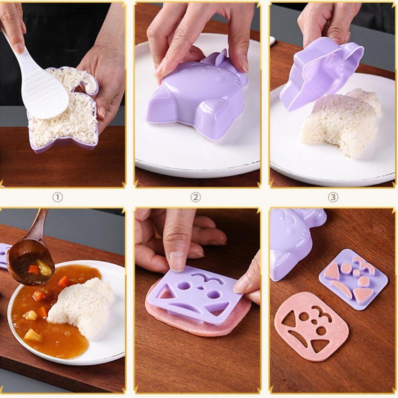 3pc/set Cute Cat Rice Mold DIY Sushi Bento Mould Onigiri Sushi Mold Non ...