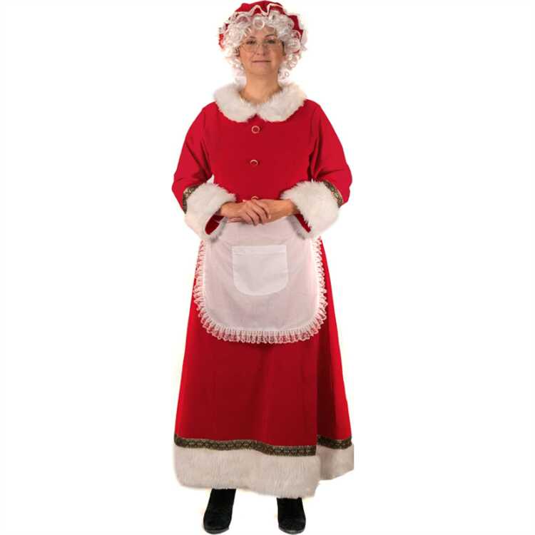 Mrs. Claus Costume Women Adult Christmas Plus Size Dress With Bonnet ...