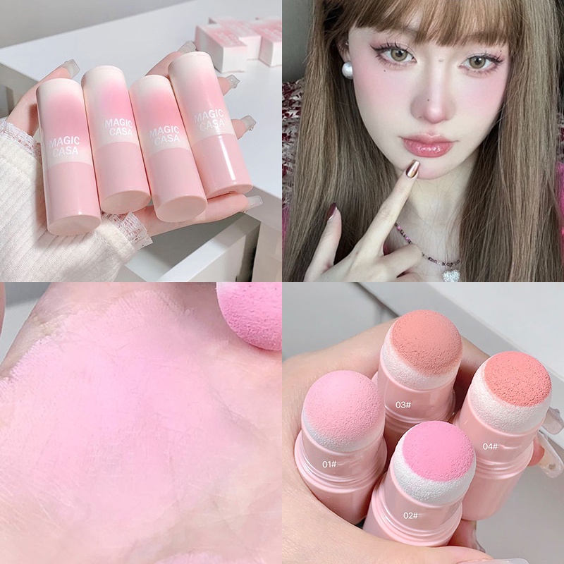 Sweet Cute Girl Blusher Stick Natural Matte Rubor Strawberry Milk Blush Brighten Contour Dupes
