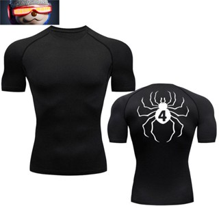 Men's Spiderman compression t-shirt, red-black, long sleeve. Size M