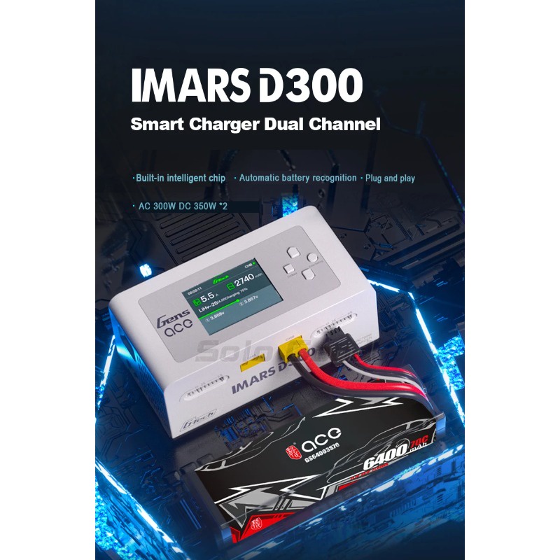 thumbnail image 2 of GensAce Imars Dual Channel AC/DC 300W/700W Lipo Battery Balance Charger (White) 2 of 2