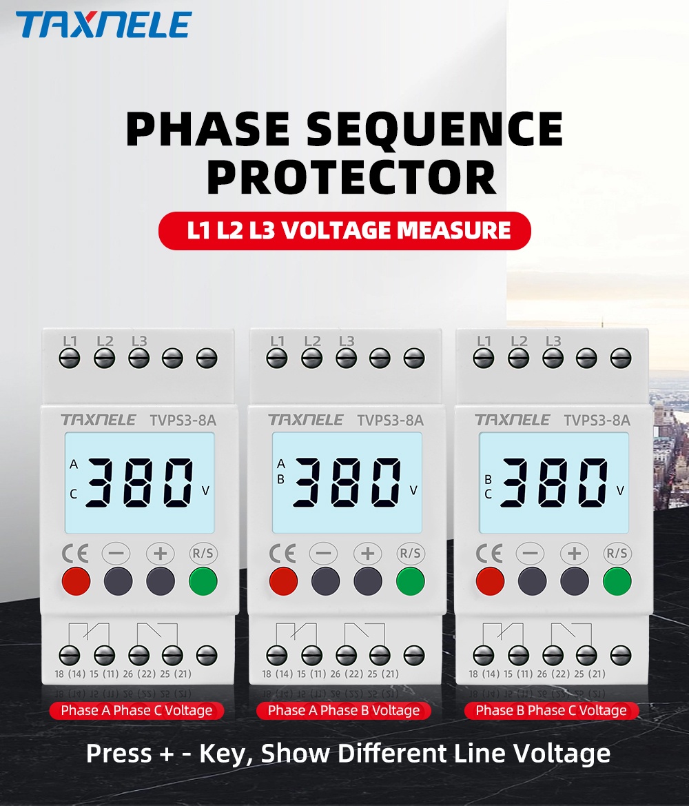 3 Phase 380VAC Adjustable Under Over Voltage Protector Voltage ...