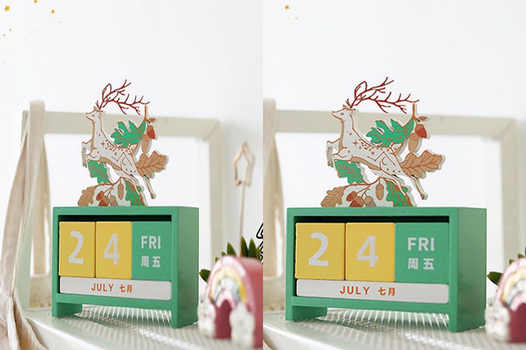 GH| Calendar Decor Cubic Date Display Wood Creative Number Blocks ...