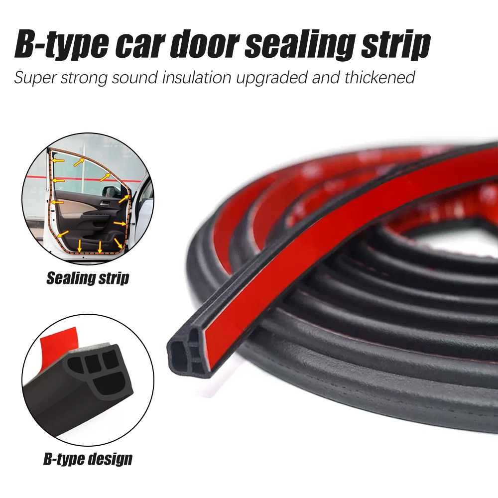 5M Universal Car Rubber Sealing Strip - Slanted T-Type Edge Trim, Self-Adhesive