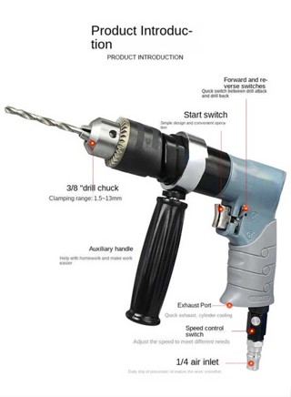 Pneumatic Pistol 1 2 Air Gun Ai 13mm Pistol-grip Drill Threading Hine 