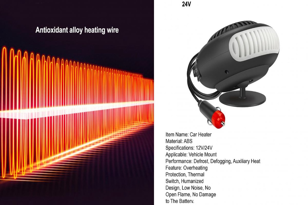 SOU_ Car Spacec Heater Automotive Heater Portable Car Heater 12v/24v