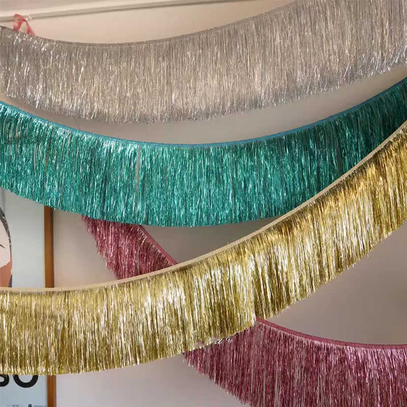 New Foil Fringe Metallic Tinsel Wall Hanging Backdrop Banner for Parade ...