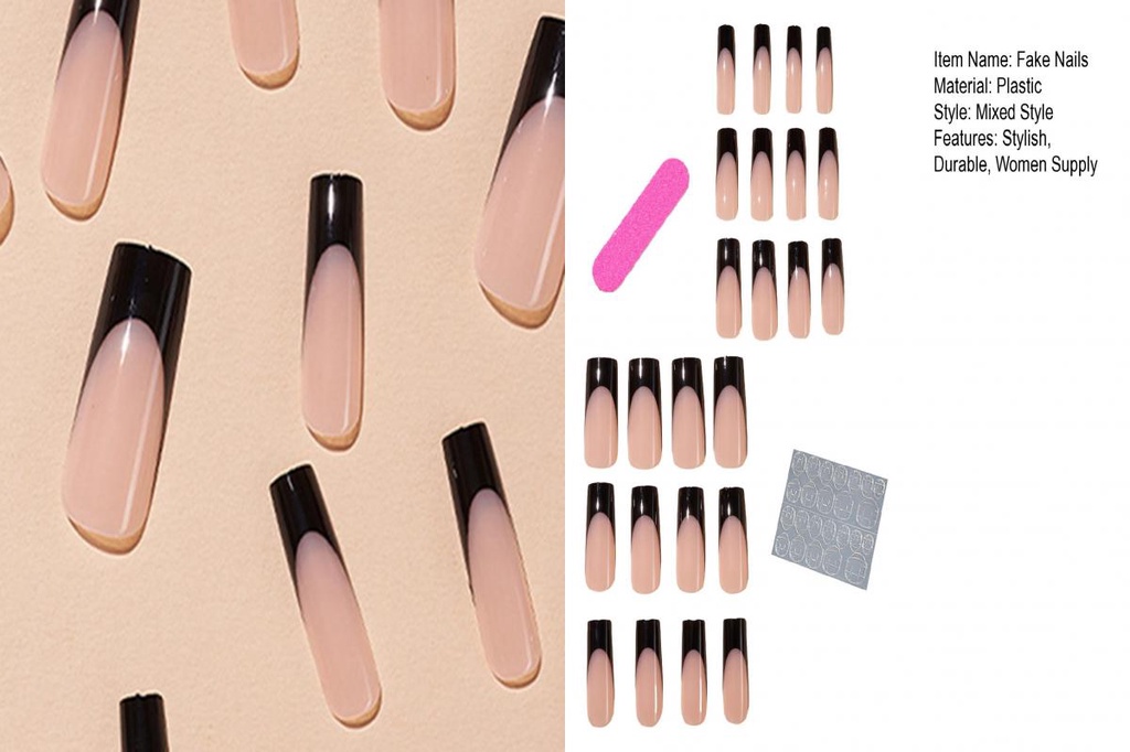 chicstyle 24pcs Elegant French Water Pipe Design Fake Nails for Stylish ...