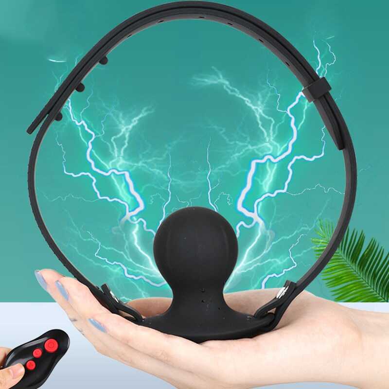 Wireless Remote Control Electric Shock Open Mouth Gag Bondage Slave Ball Gag Erotic Sex Toys For