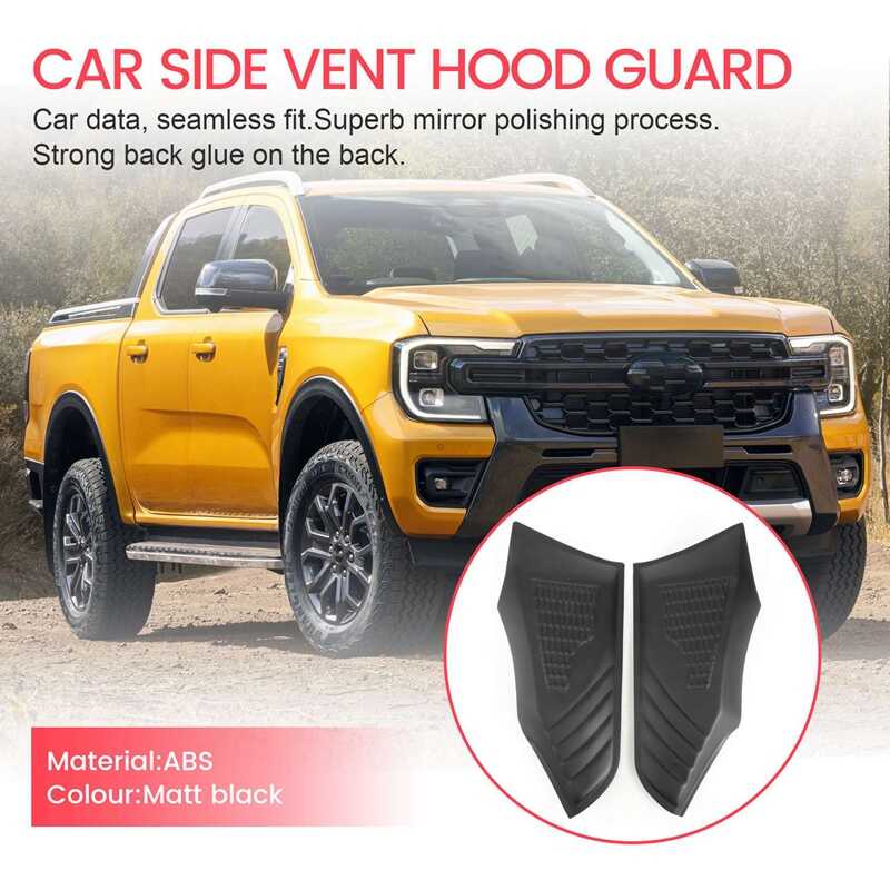 2Pcs Car Side Vent Hood Guard Decoration Trim For Ford Ranger T6 T7 ...