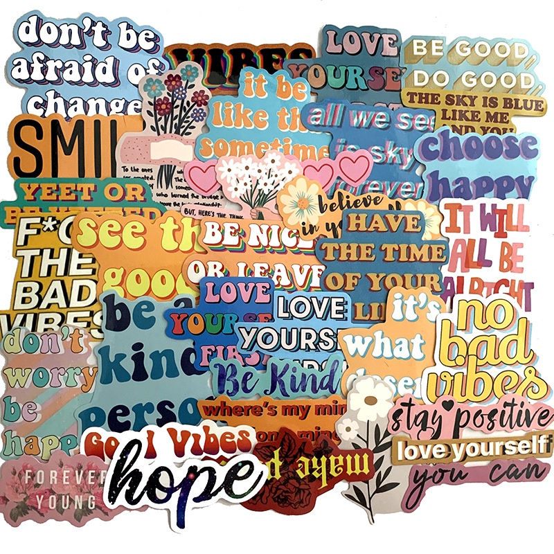 40pcs Inspirational Writing Laptop Stickers for Water Bottle Washi ...