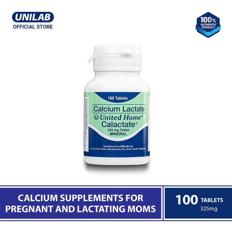 United Home Calactate 325Mg 100 Tablets (Calcium Supplements for