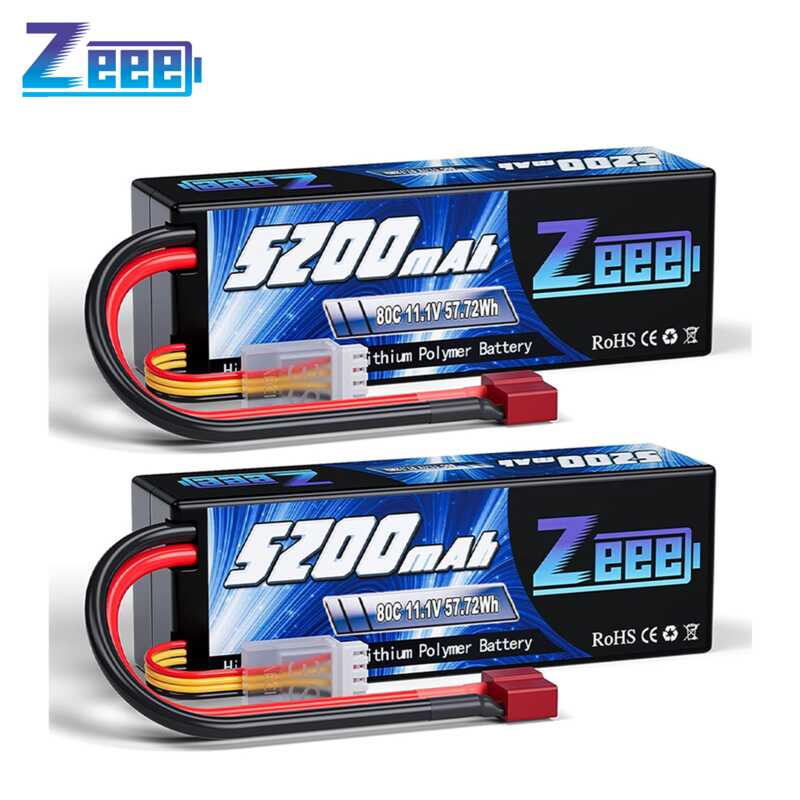 2x Zeee 3S Lipo Akku 5200mAh 11.1V 80C Hardcase XT60 Für RC