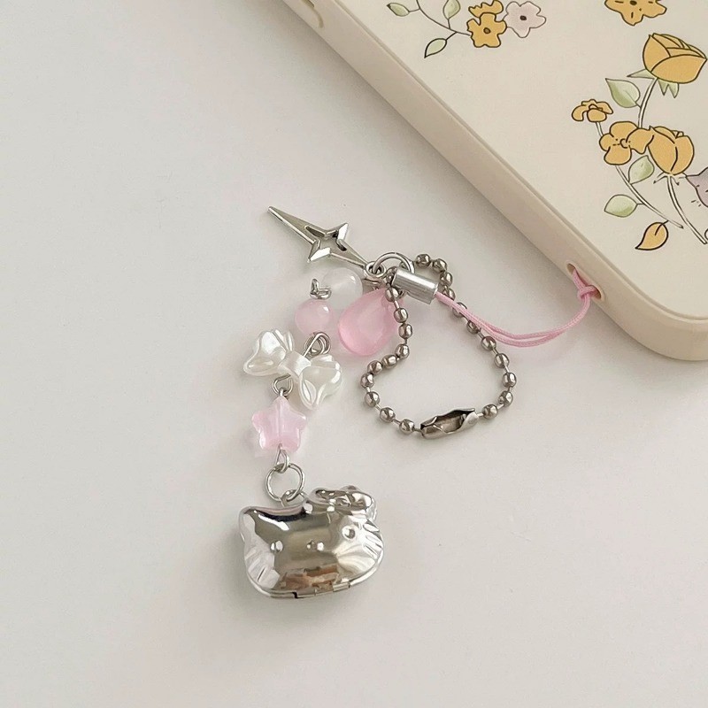Hello Kitty Mobile Phone Rope Chain Sanrio Pendant Handmade Beaded ...