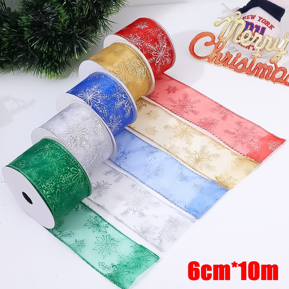 [Xmas Favorite] Gold Sliver Christmas Flower Wreath Mesh DIY Xmas Tree