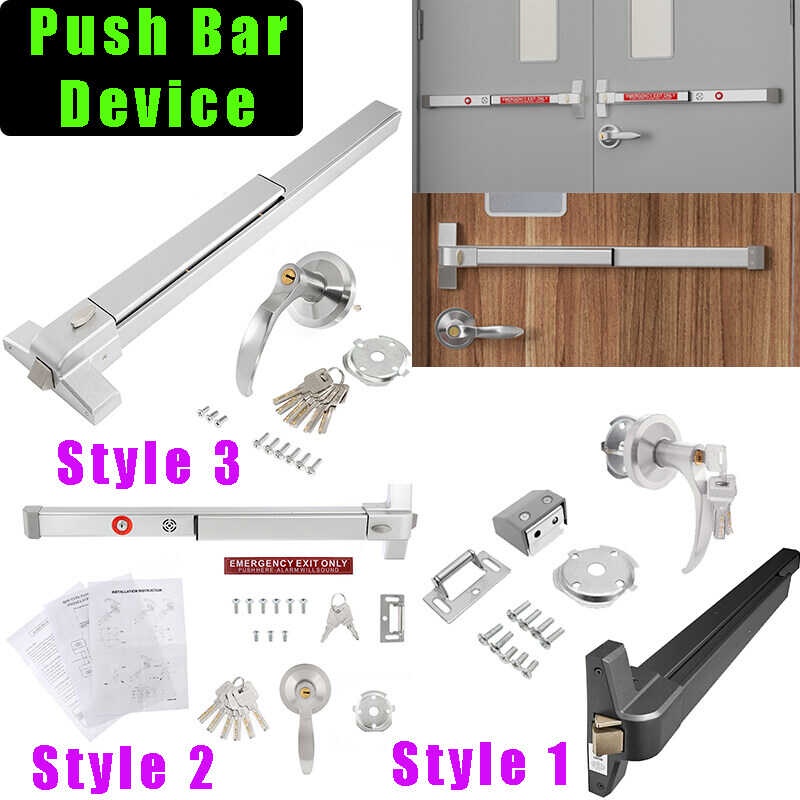 Door Push Bar Panic Exit Device With Exterior Handle Lever Commercial