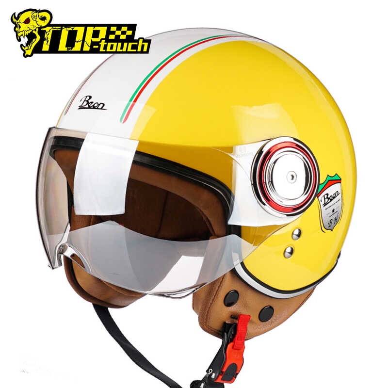 BEON Vintage Motorcycle Helmet Chopper 3/4 Open Face Moto Helmet Moto ...