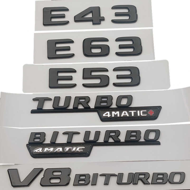 3D Black Car Letters For Mercedes E43 E53 E63 AMG W213 W212 V8 BITURBO ...