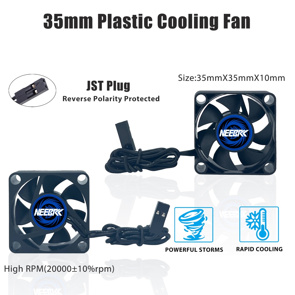 NEEBRC 2PCS Motor Cooling Fan Dual Ball Bearings 25mm 30mm 35mm Heat ...