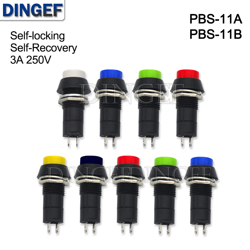 5pcs Pbs 11a Pbs 11b 12mm Self Locking Self Recovery Plastic Push Button Switch Momentary 3a 