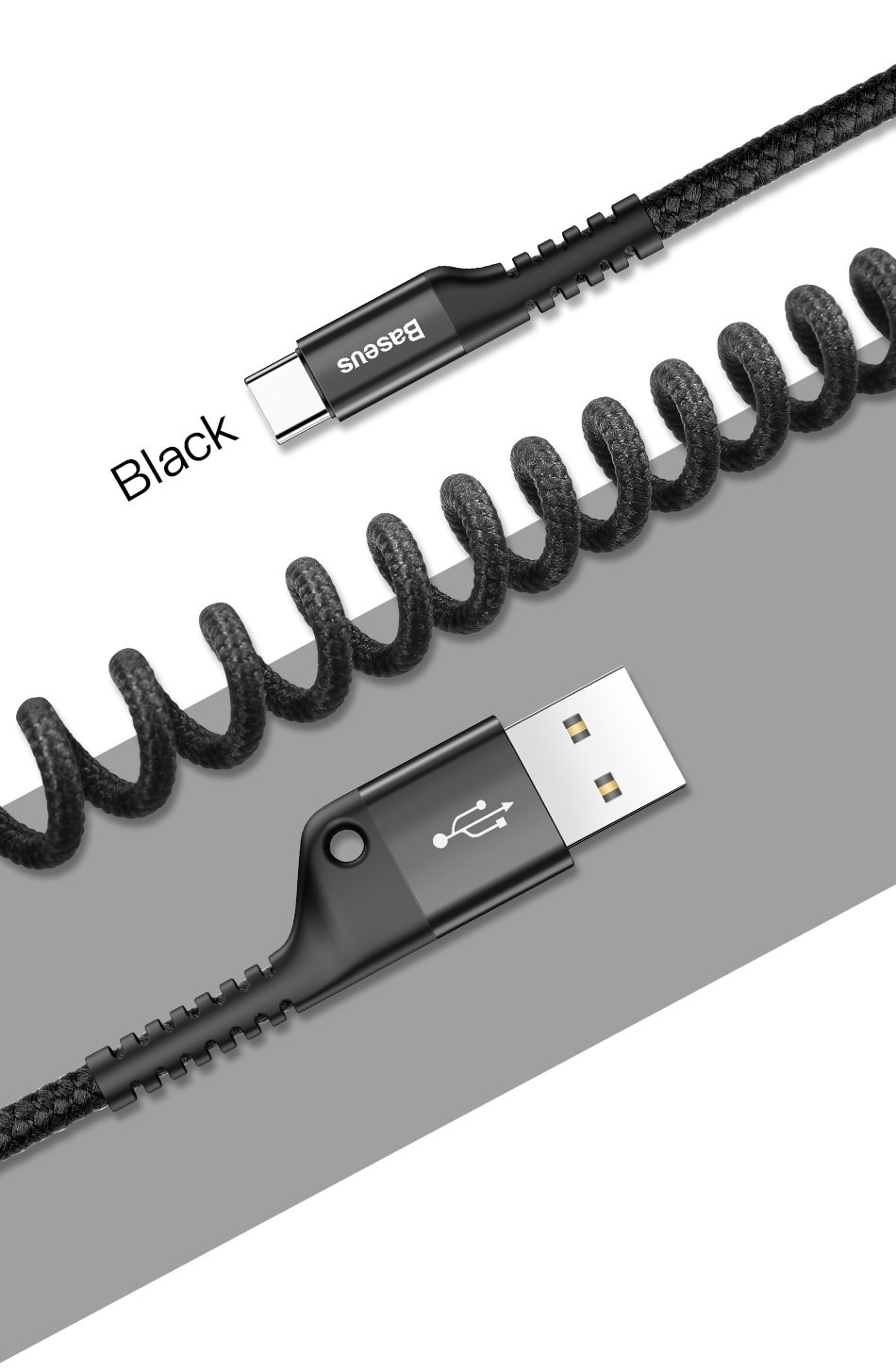 Baseus Spring Charging Cable USB C Type Spring Braided Rope Charging ...