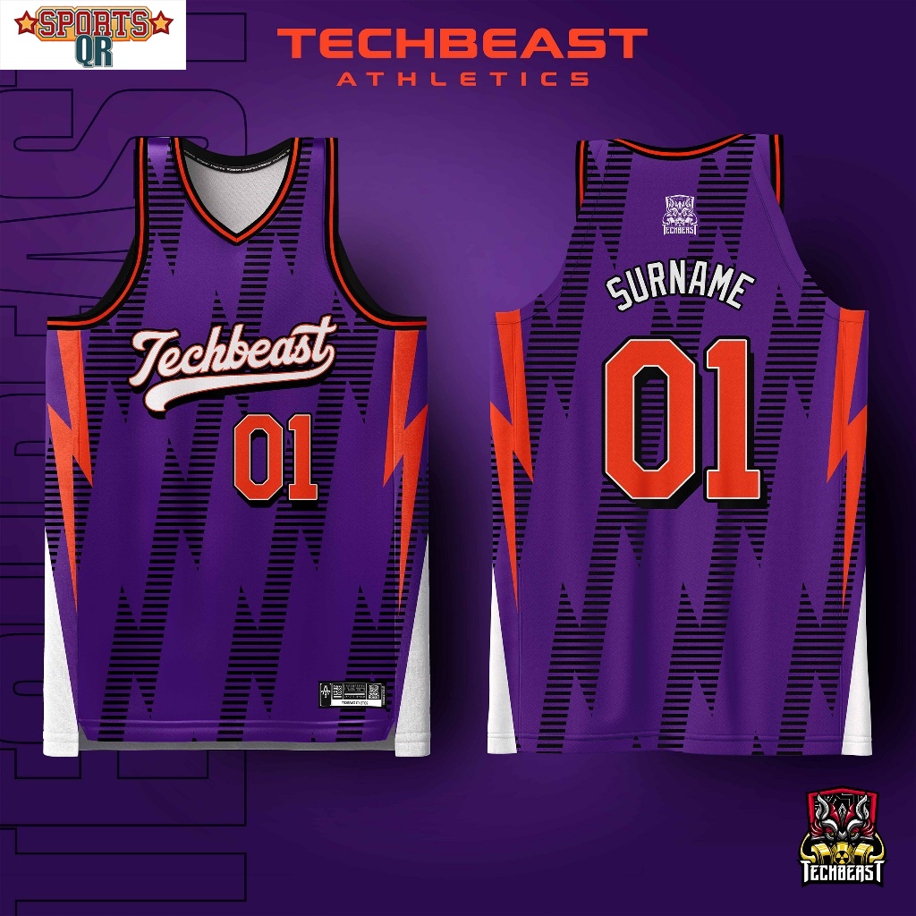 (QR SPORTS)Blitz Violet Full Sublimation Basketball Jersey Techbeast ...