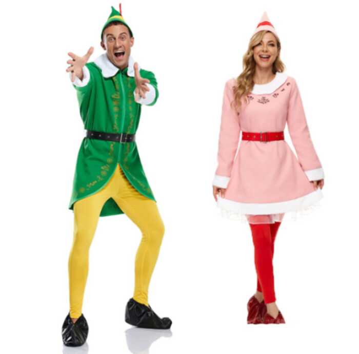 Buddy The Elf And Jovi Costume Christmas Elf Costumes For Adults Couples Women Men Plus Size 