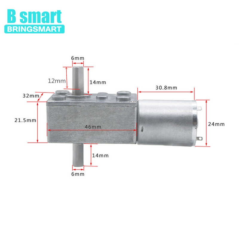 12V Volt DC Worm Geared Double Shaft Motor 6V Double Output Shaft ...