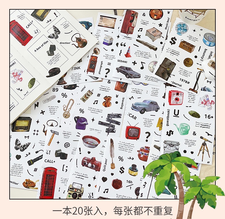 Journamm 20 Sheets Ins Style Stickers Book DIY Scrapbooking Supplies ...