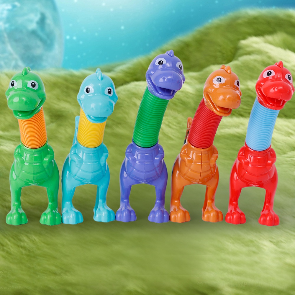 Variable Fun Cartoon Dinosaur Telescopic Tube Toys Kids Puzzle Stretch ...
