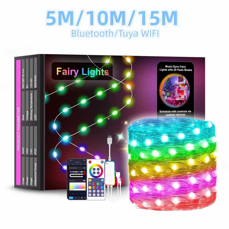 5/10/15M 5V 2812b LED String Light 2811 Smart WIFI Tuya App Control ...