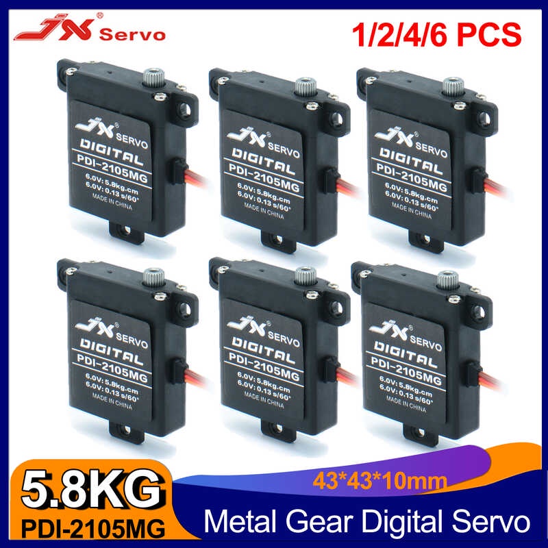 JX Servo 1/2/4/6Pcs Pdi2105Mg 5.8Kg Torque Metal Gear Mini Digital RC