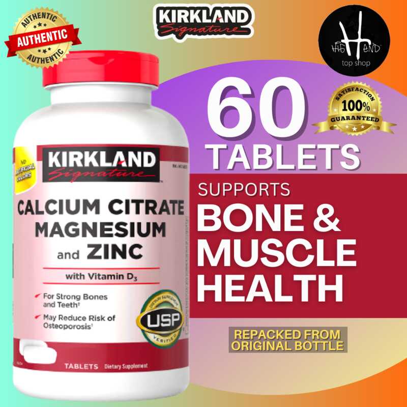 60 Tablets Kirkland Signature Calcium Citrate Magnesium and Zinc