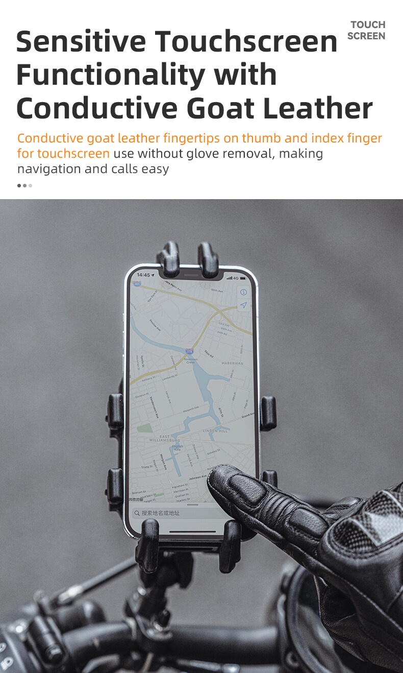 Rockbros Motorcycle Leather Gloves Full Finger Shockproof Screen ...