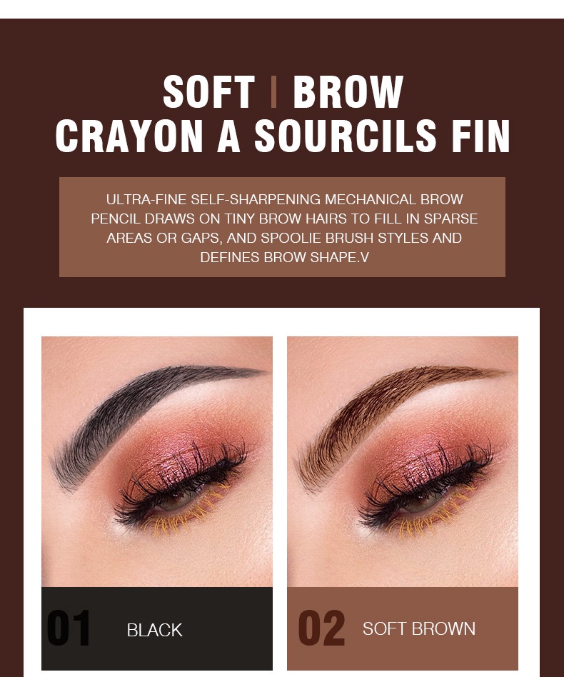 Double-headed Rotating Automatic Eyebrow Pencil Waterproof 1.5mm Ultra ...