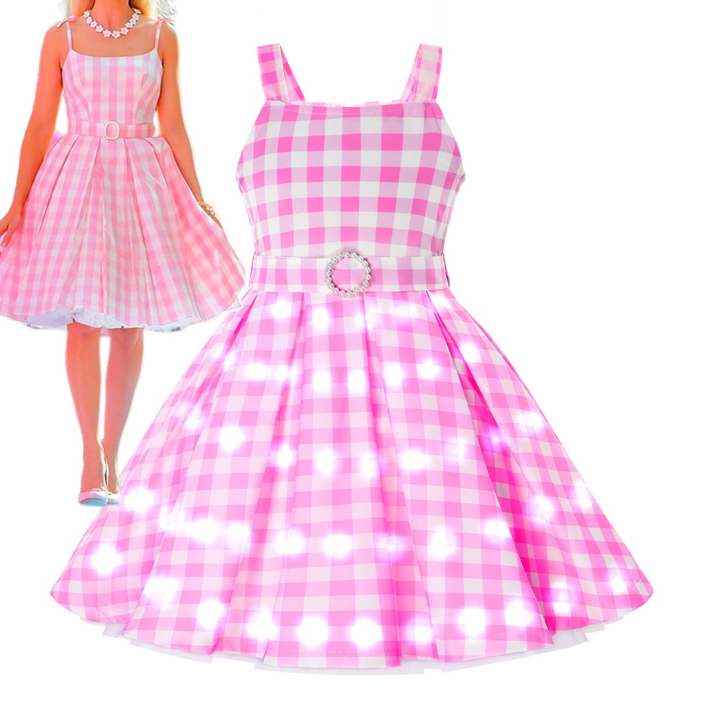 Vinatge Girls Plaid Frock with LED Light Barbi Cosplay Doll Outfit Off ...