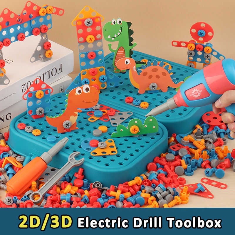 Electric Children Drill Toolbox Driller Games 3D Tool Toy For Boys ...