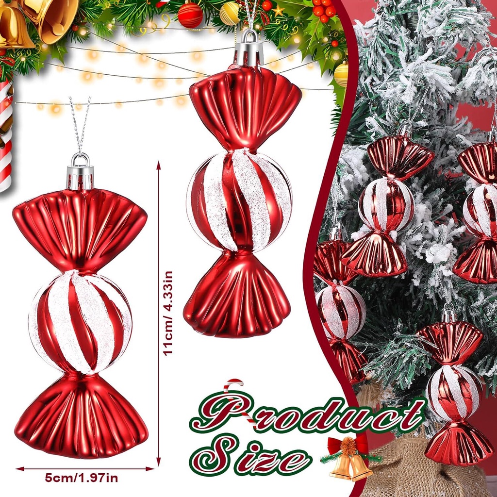 Christmas Peppermint Candy Ornament Glitter Christmas Tree Candy Cane ...