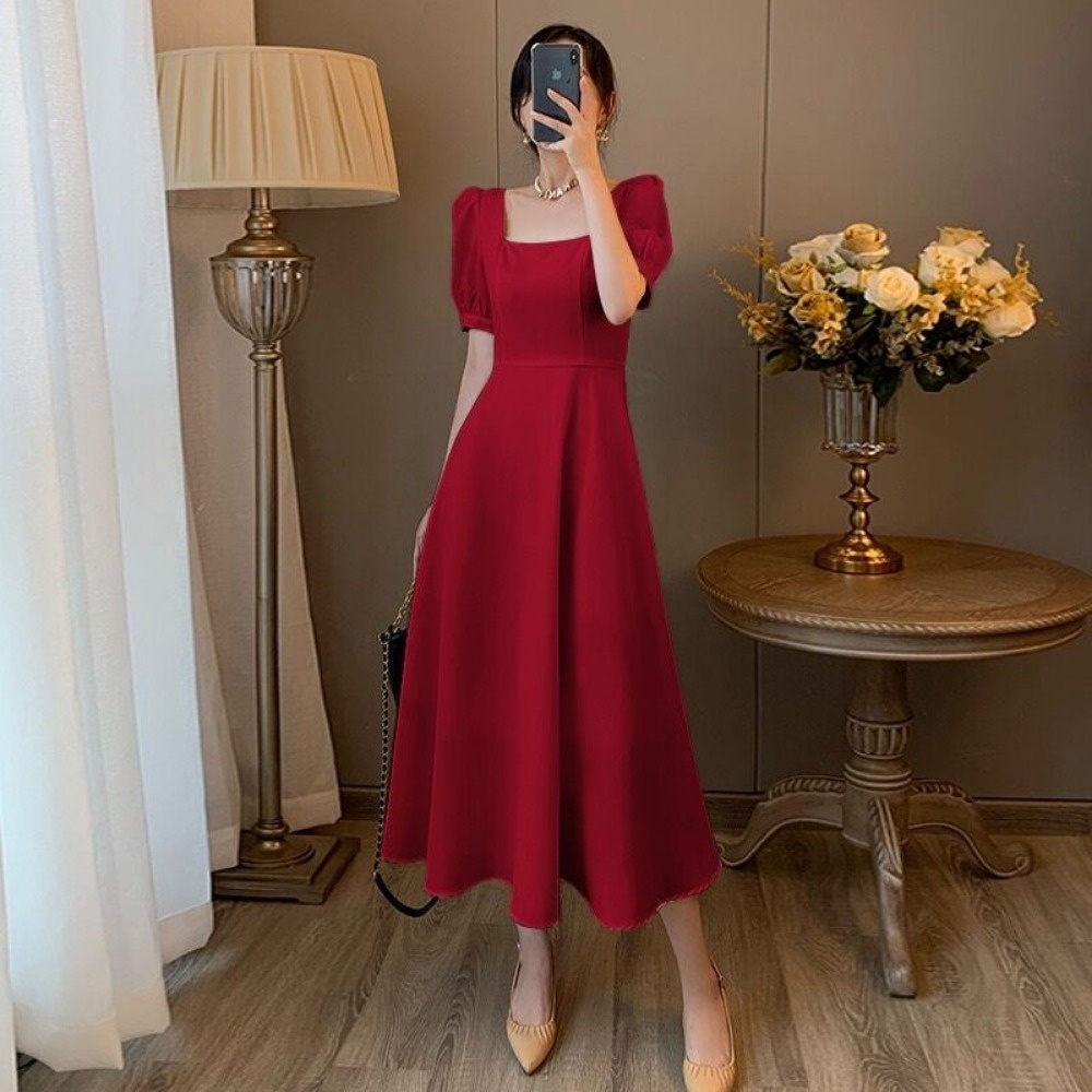 {Ship From Manila+COD} White S-2XL Women Elegant Square Neck Short ...