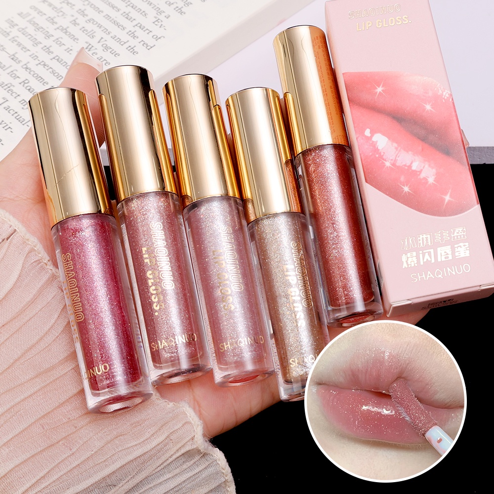 5 Colors Mirror Glitter Lip Gloss Waterproof Sexy Red Shiny Liquid ...
