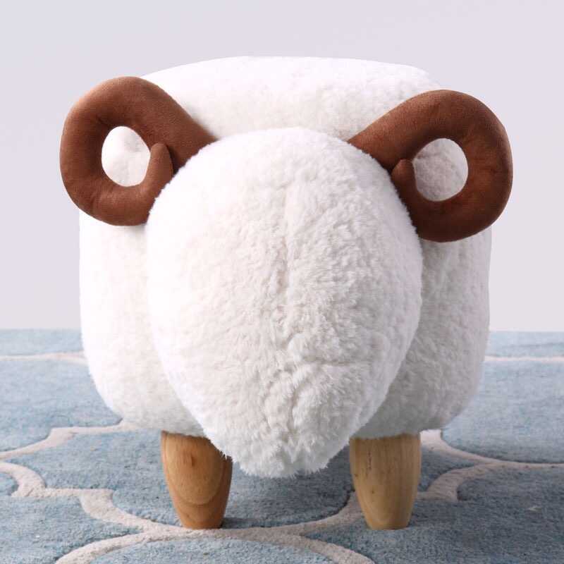 Creative Sheep Stool Chair Plush Washable Footrest Step Stools Home ...