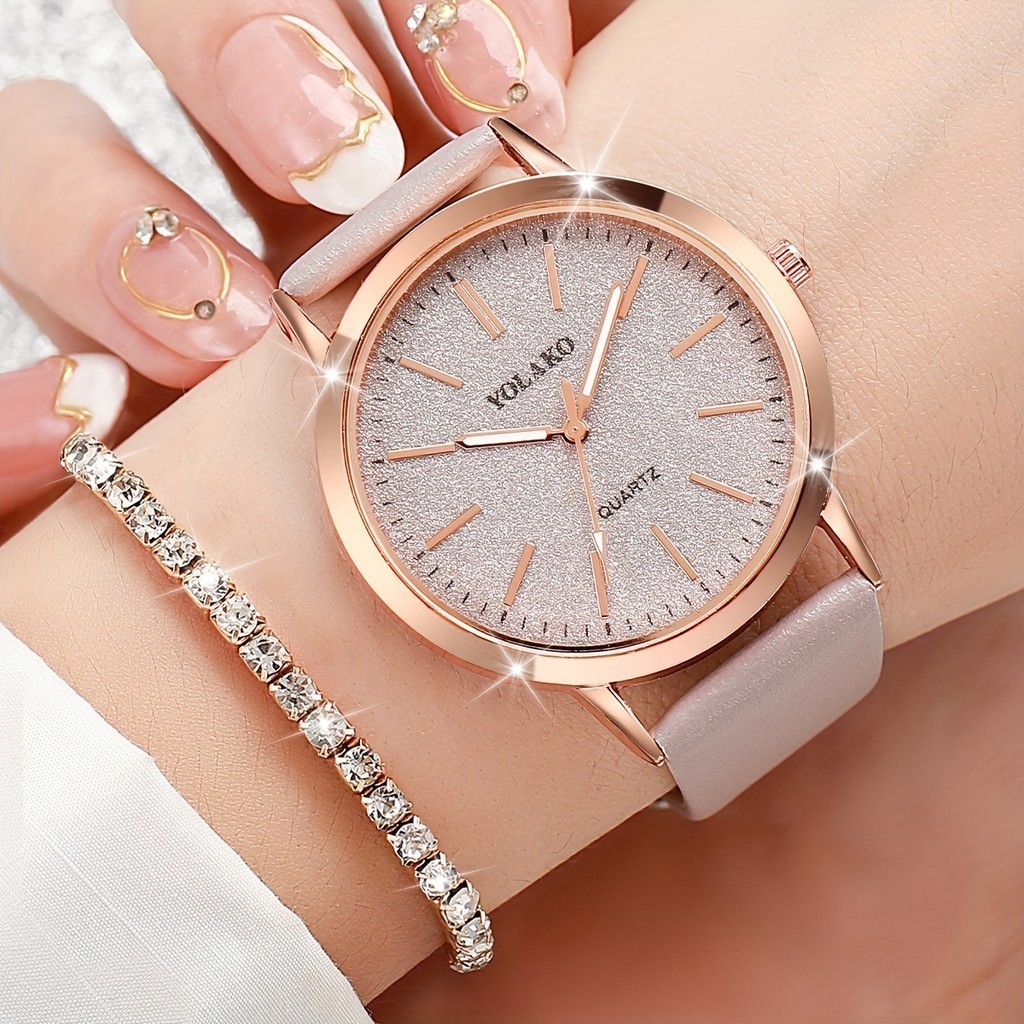 Kegllect Ladies Sparkling Fashion Pointer Quartz Watch Leather Strap ...