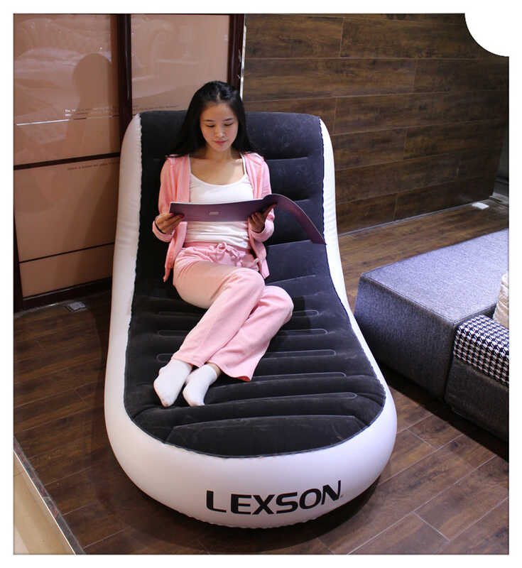 PVC plush L-shaped lazy bed single double outdoor inflatable sofa ...